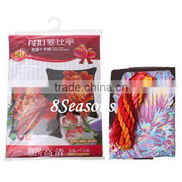 Clearance Sale Multicolor Flower Pattern Square Throw Pillow Cotton Cross Stitch Needlework Materials photo-3