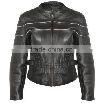 Fashion Winter Kawasaki Motorbike Leather Jacket For Women