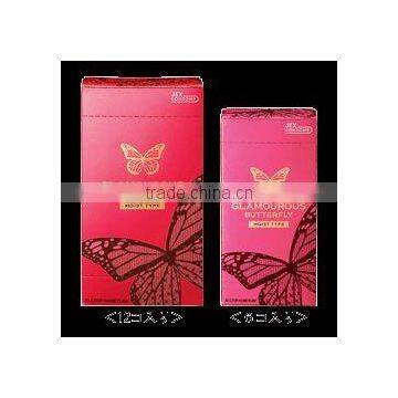 Japan liquid condom (2) 'GLAMOUROUS BUTTERFLY MOIST' --- outside top jelly-coated --- 12p & 6p