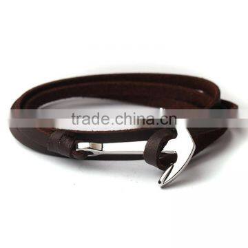 Cool Charm Anchor Wrist Band Men Leather Bracelet photo-4