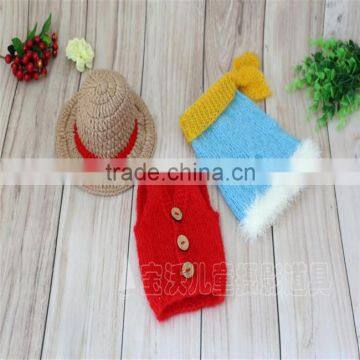 Baby Pants Set Knit Newborn Baby Boy Bonnet and Shorts Vintage Infant Clothes Photography Props