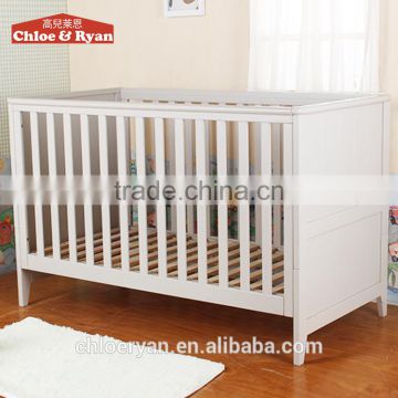 Antique White bamboo wooden Baby Crib for twins