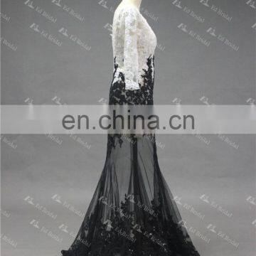 LN137 New Sexy See Through 3/4 Sleeves Real Samples Of Lace Evening Dress photo-4
