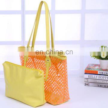 2016 Latest Summer Candy Color Clear Beach Tote Bags PVC Swim Handbag