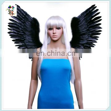 Goth Demon Birds V Shape Open Swing Large Black Feather Angel Wings HPC-0873