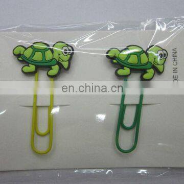 tortoise shape print 2D rubber with metal bookmark clip