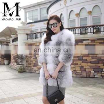 Real Fox Fur Jacket Fashionable Dyed Colour Real Fur Coat Wholesale