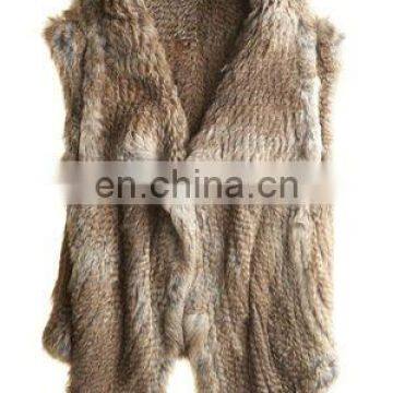 3151-NB# Rabbit Fur Knitted Vest With Wide Flap Collar OEM/ODM/QUALITY SUPPLIER