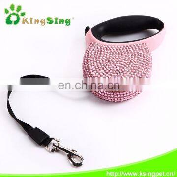 Bling-bling Fancy Pet Dog Application Diamond flexi Retractable Dog Leash Repair