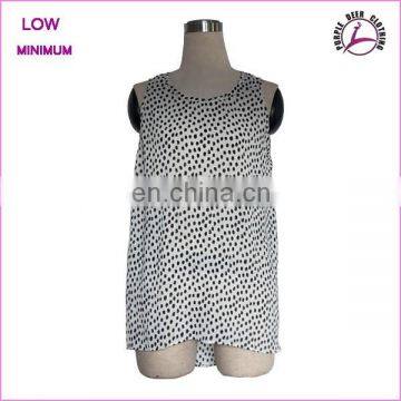 China clothing sleeveless chiffon lady fashion print blouse