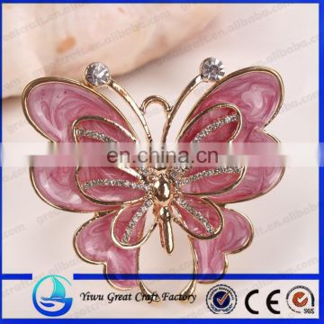 Love of praise for women rhinestone drip pink butterfly brooch Zinc alloy dual butterfly scarf buckle