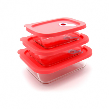 Round pyrex food storage container clear glass with PP cover