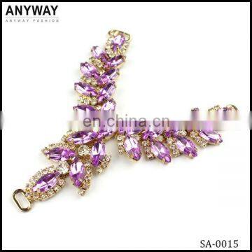 Wholesale shoe chains jeweled and pink rhinestones shoe accessory