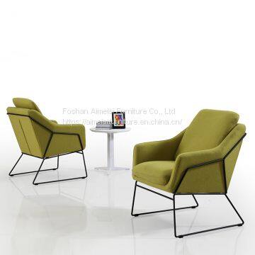 Modern Velvet Metal Framework Armrest Sofa Lounge Chair photo-5