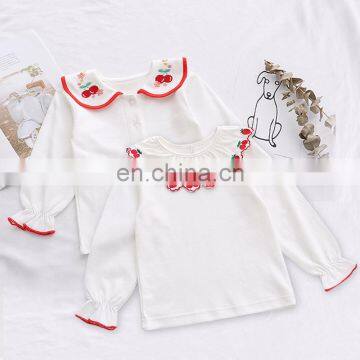 2020 autumn Girls girls strawberry embroidery T-shirt