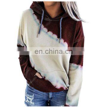 Autumn/winter European and American Women's Blouse Loose Tie-dye Printed Long Sleeve Hoodie Sweatshirts photo-2