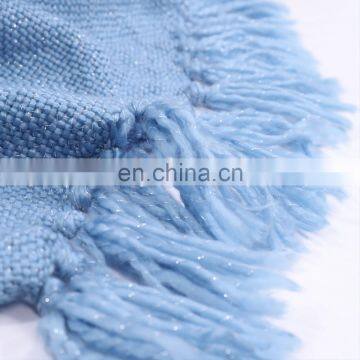 2019 Hot Home Decor Bed Sofa Couch Chair Light Blue Knitted Throw Blanket With Bright Silk Thread photo-5