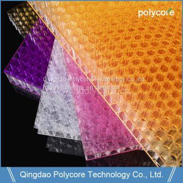 light weight light transmission waterproof fireproof  PC honeycomb sandwich panel