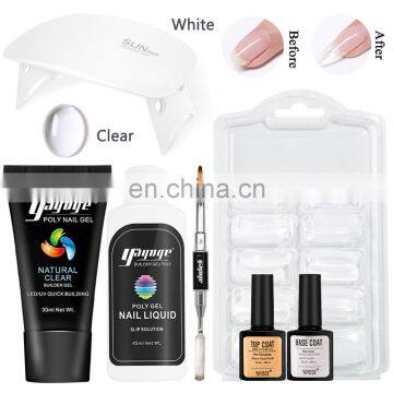 Nails Acrylic Builder Gel Kit Nail Poly gel Kits Quick Building Primer Top Coat Extension Poly Gel Set UV Brush Tips