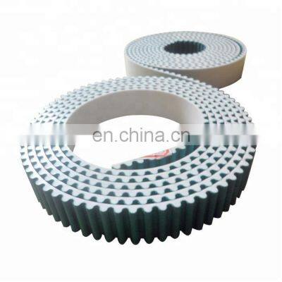 Белая зубчатая ременная передача из ПУ с зеленой тканью photo-4