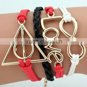 Number 8 Letter love Triangle Woven Bracelet Pulsera para dama de calidad brazalete de calidad