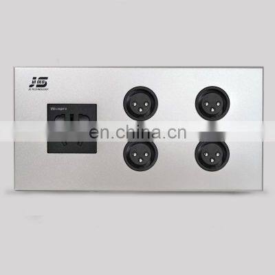 Conference Room Power 3 Pin XLR Electric Aluminum Wall Socket Outlet photo-4