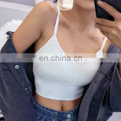 Womens Summer Camis Tanks Tops Sleeveless Cotton Bustier Unpadded Bandeau Bra Vest Crop Top Seamless Tees photo-4