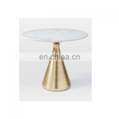 gold hammered base marble top cake stand