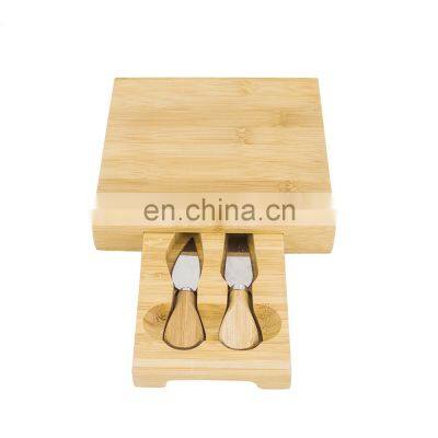 Hot sale  kitchen chopping board Bamboo Square Cheese Board with cheese knives