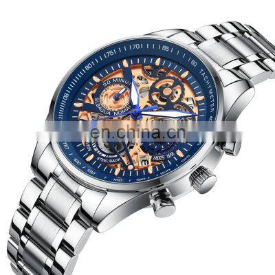 NIBOSI 2020 New Hollow Fashion Large Dial Men's Watch Multifunction Calendar Sports Watch Waterproof Quartz Watch