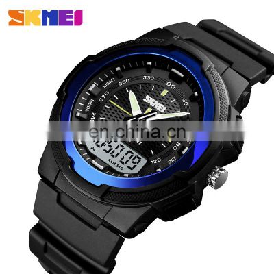 Amazon hot selling brand watch SKMEI 1454 silica gel 50M waterproof dual time digital sport men wristwatch