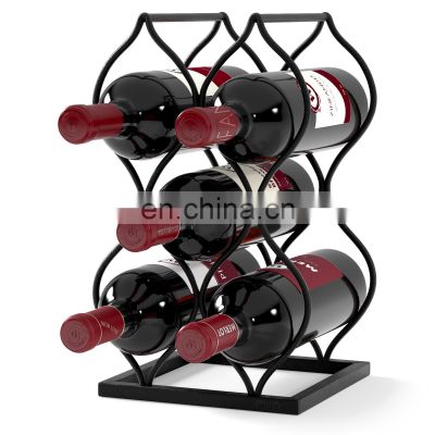 Tabletop Wine Rack - Imperial Trellis 5 Bottle, Silver Freestanding countertop Wine Rack and Wine Bottle Storage