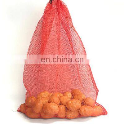 China Cheap Price Wholesale Reusable Potato Vegetable Net Mesh Bag Raschel Nylon PP/PE Drawstring Vegetable Mesh Bag