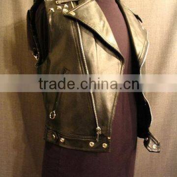 Sheep leather biker vest