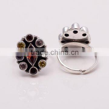 MULTI-STONE TOE RING ,925 sterling silver jewelry wholesale,WHOLESALE SILVER JEWELRY,SILVER EXPORTER,SILVER JEWELRY FROM INDIA