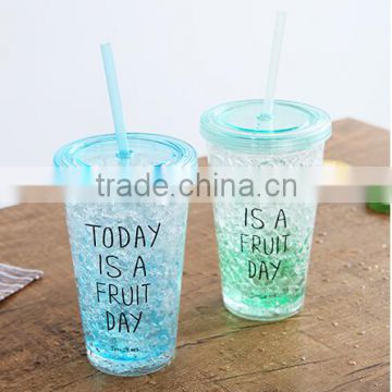 double wall Plastic Water Bottle With Straw