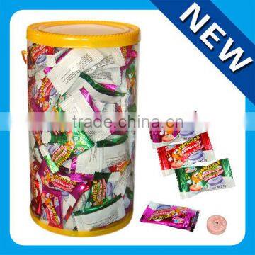 fruit round whistle bubble gum in pvc jar