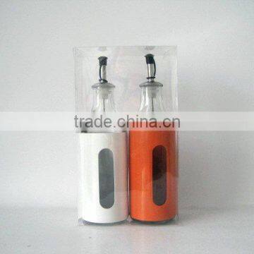 glass oil bottle with metal coating