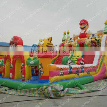 popular mario slide 12x7x8m inflatabe slide bouncer games