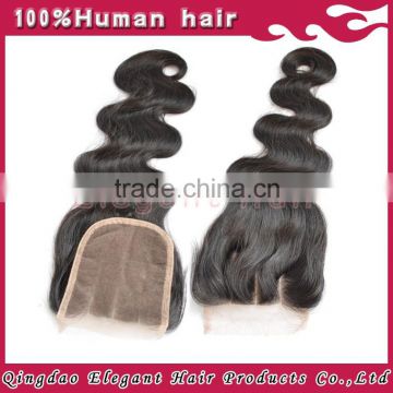 In stock best quality factory directly three parting body wave brazilian human hair lace closure