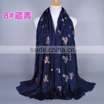 Latest Design Cotton Colorful Butterfly Emboridery Scarf Shawl photo-5