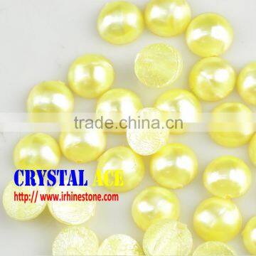 5mm Yellow hot fix transfer pearl, ABS half pearl hotfix in China