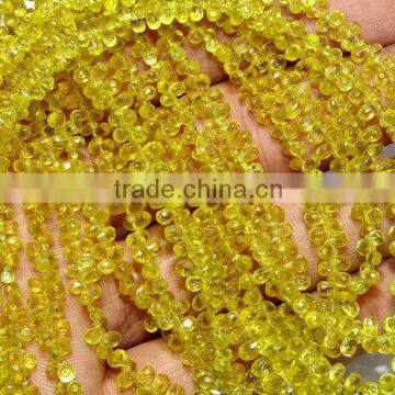 Natural Yellow Sapphire Faceted Drops Shape Beads 3.5X5MM Approx 16''Inch Good Quality On Wholesale Price.