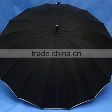 24" x 16 ribs customized promotional safety auto-open walking stick umbrella
