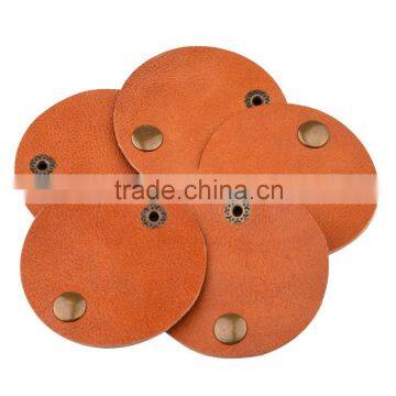 Brown Leather Earbuds Cable Cord Management Holder Keeper Headphone Wrap Organizer photo-4