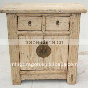 Chinese Antique Natural Finished Two Door Two Drawer Wood Colour Cabinet