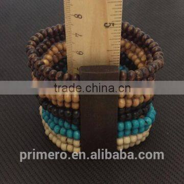New Designer Bohemia Wood Boho Beads Bracelet Beaded Multilayer Stretch Bangles photo-6