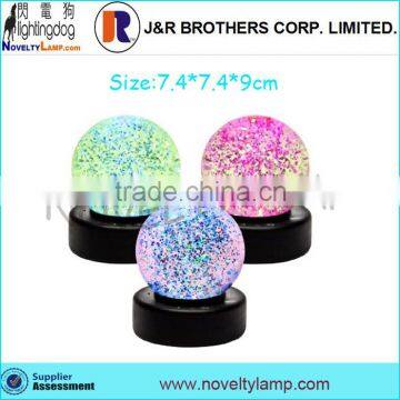 3"color changing glitter ball lamp