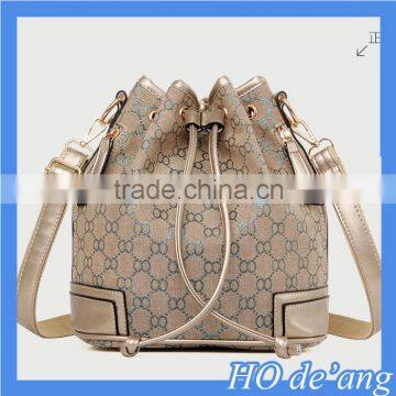 Hogift High Quality PU Leather Drawstring Bucket Handbag Shoulder Purse photo-2
