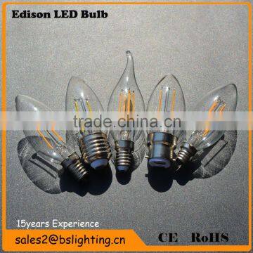 led filament bulb candle light c35 fc35 e14 e26 e27 base 2200k-6500k